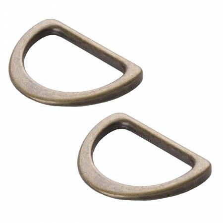 ByAnnie D Ring Flat 1" Antique Brass Set of 2 HAR1DRABTWO