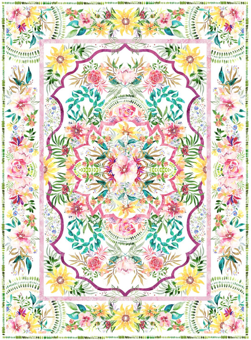 Moda Fabrics Eufloria Packaged Panel by Laura Muir for Create Joy Project Superbloom 39749 11P Rainb