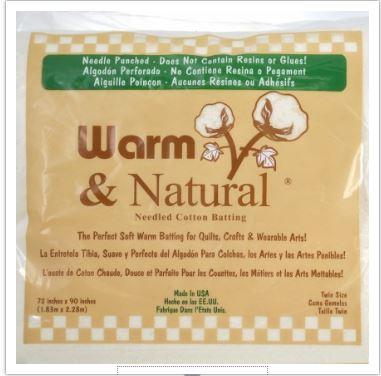 Warm & Natural Packaged Cotton Batting Size 34" x 45" WAC2310