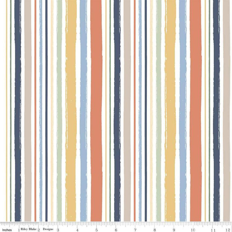 Riley Blake Designs Juvenile Flannel by Echo Park Paper Co. Baby Boy Stripes F11443 White