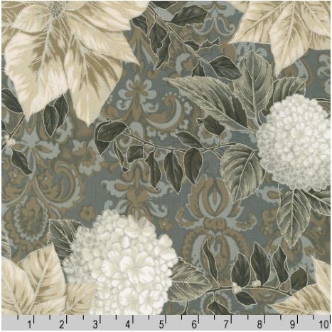 Robert Kaufman Fabrics Holiday Flourish-Snow Flower SRKM 21595 183 Pewter
