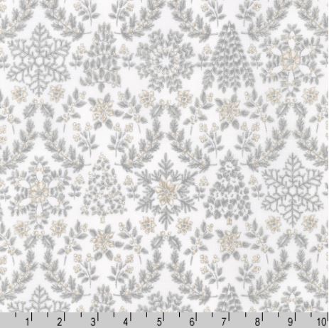 Robert Kaufman Fabrics Holiday Flourish-Snow Flower SRKM 21601 412 Dove