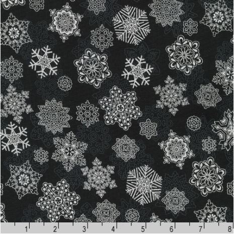 Robert Kaufman Fabrics Holiday Flourish-Snow Flower SRKM 21603 181 Onyx