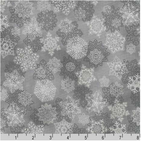 Robert Kaufman Fabrics Holiday Flourish-Snow Flower SRKM 21603 183 Pewter
