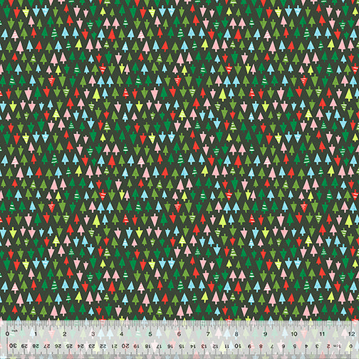 Windham Fabrics Happy Pawlidays by Jill McDonald Tiny Trees 53552 2 Soft Black