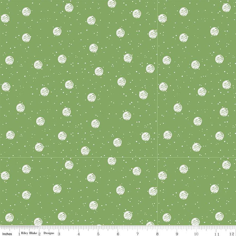 Riley Blake Designs White as Snow by J. Wecker Frisch Snowball Toss C13559 Green