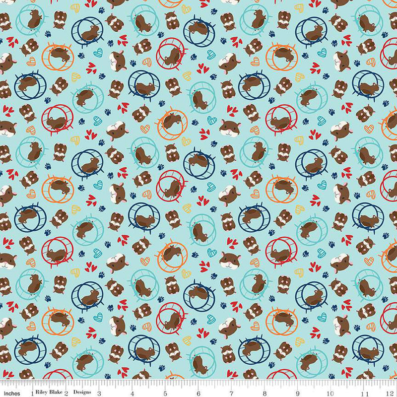 Riley Blake Designs Pets Hamsters C13654 Aqua