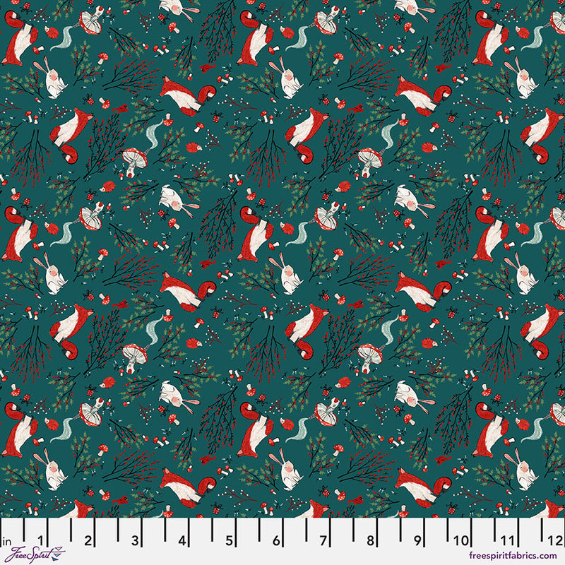 FreeSpirit Fabrics Enchanted Forest by Cori Dantini Forest Floor PWCD077.XTeal