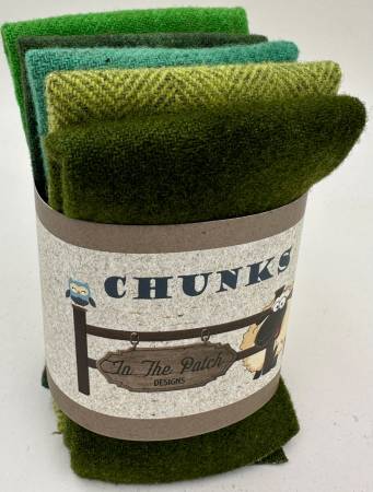 Wool Chunks 9" x 10" Greens