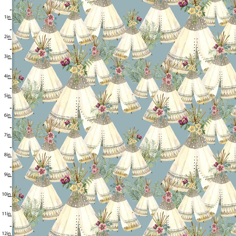 3 Wishes Fabric Forest Friends Digial Print by Audrey Jeanne Roberts Tents 18675 Blue