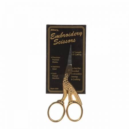 Allary Ultra Fine Stork Scissor Gold Plated Handle 3.5" 260A