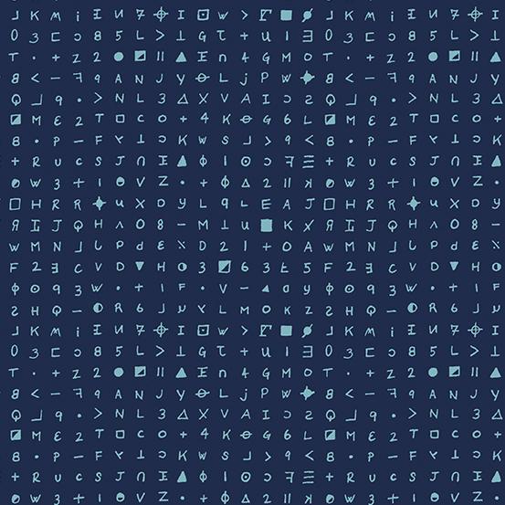 Andover Fabrics Fabric From the Basement by Guicy Guice Cryptography A 459 B Blue Moon