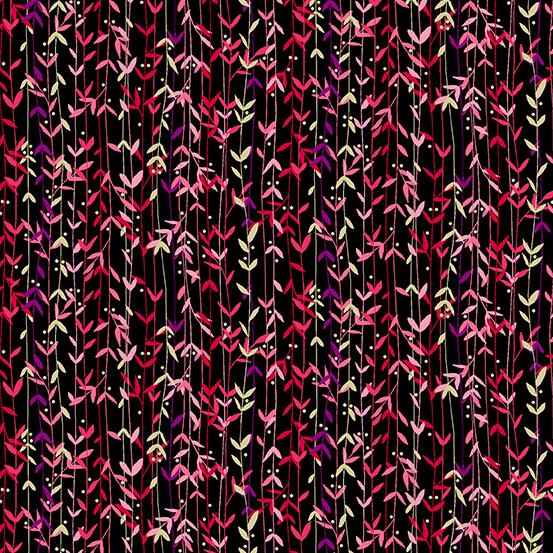 Andover Fabrics: Makower UK Hikari Leaf Stripe TP 2519 X Black