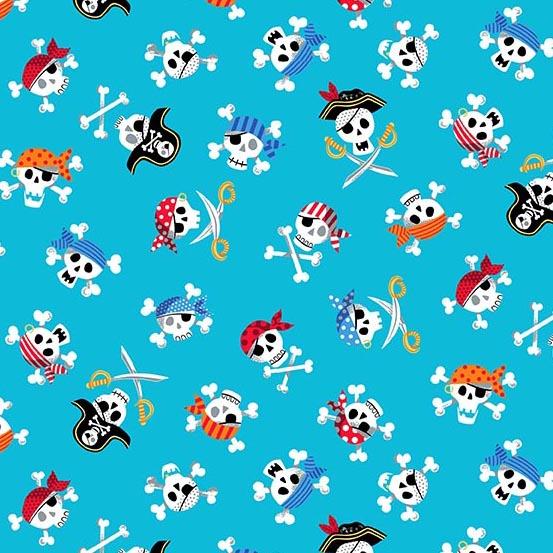 Andover Fabrics: Makower UK Pirates Skulls TP 2431 B Blue