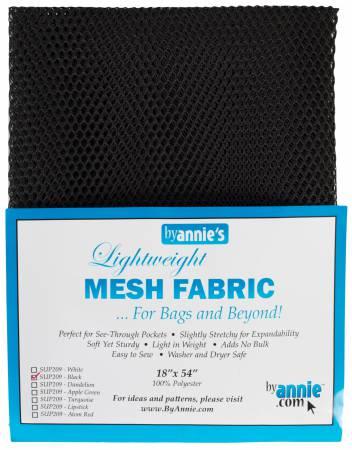 By Annie Light Weight Mesh Fabric- Black 18" x 54" SUP209 Blk