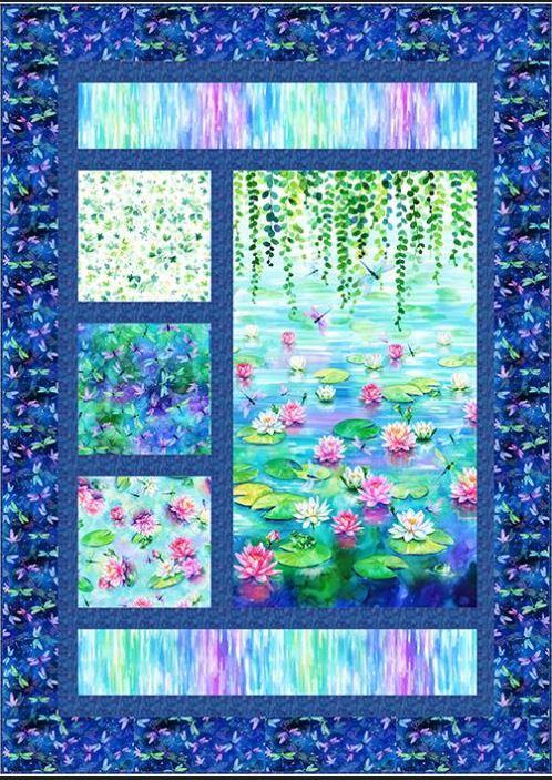 Window Box Quilt Kit featuring Wading with Water Lilies fabric by Hoffman Fabrics