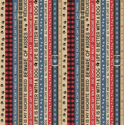 Clothworks A Dog's Life by Dan DiPaolo Word Stripe Y3364 55 Multi