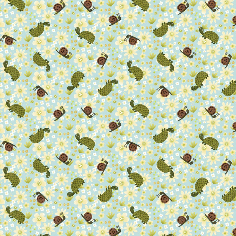 Contempo Studio Into the Woods Digital Print Turtle & Snail 13302 80 Sky