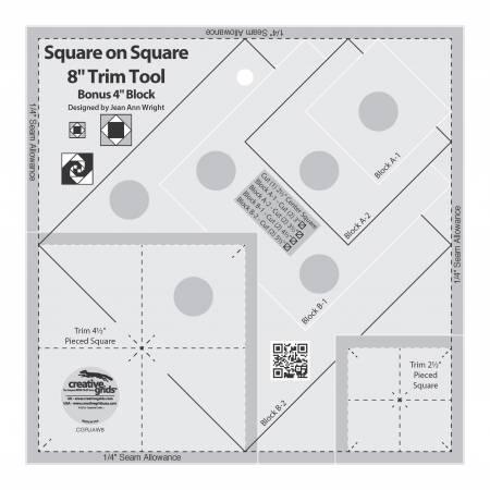 Creative Grids Square on Square Trim Tool 4" or 8" Finished CGRJAW8