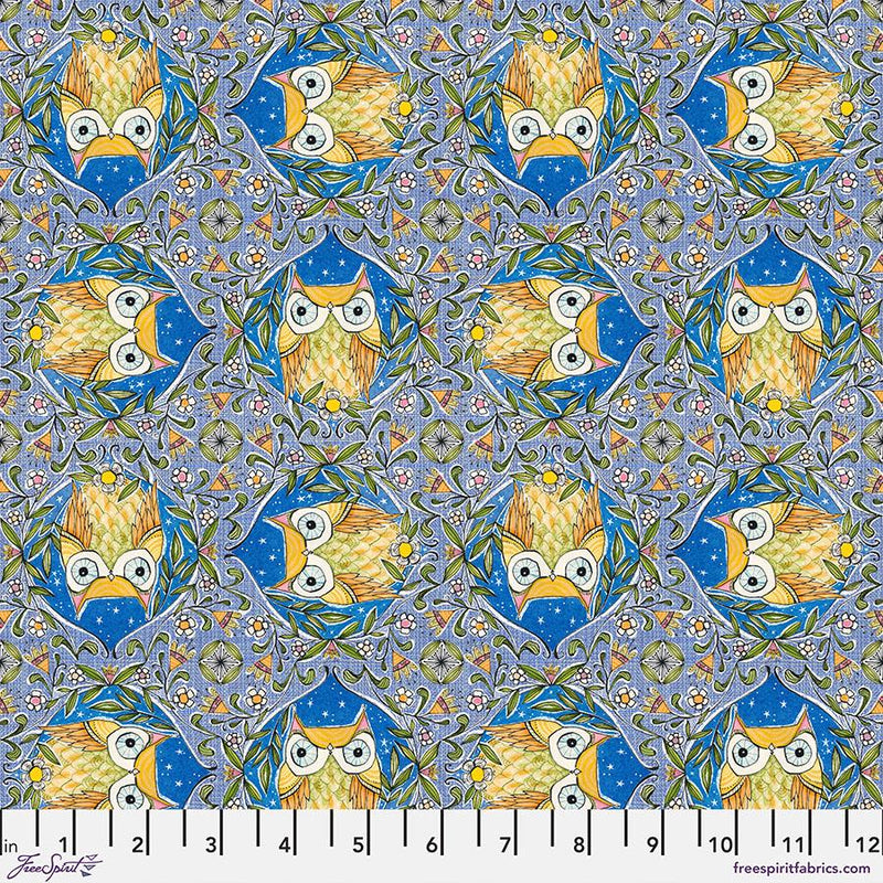 FreeSpirit Fabrics Well Owl Be by Cori Dantini Nite Owl PWCD014.XBlue