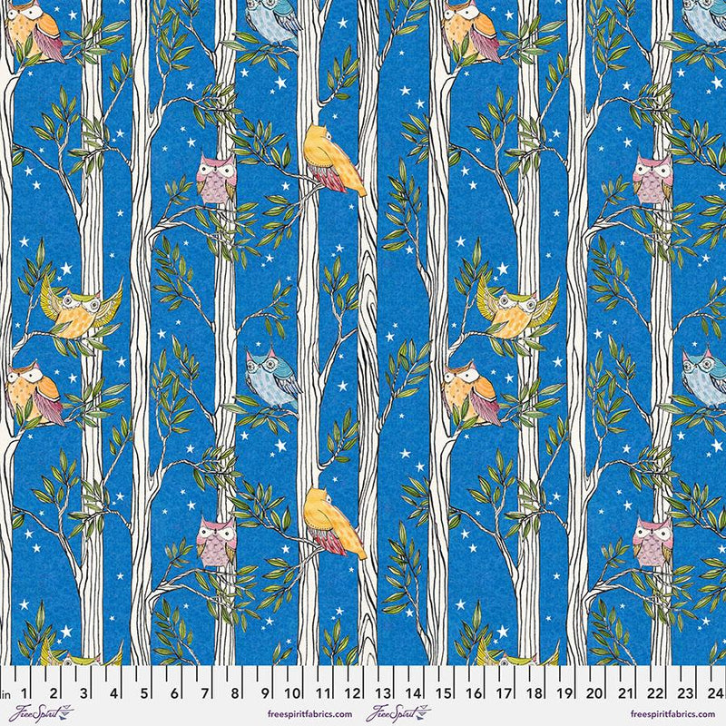 FreeSpirit Fabrics Well Owl Be by Cori Dantini Owl Be In the Trees PWCD015.XBlue