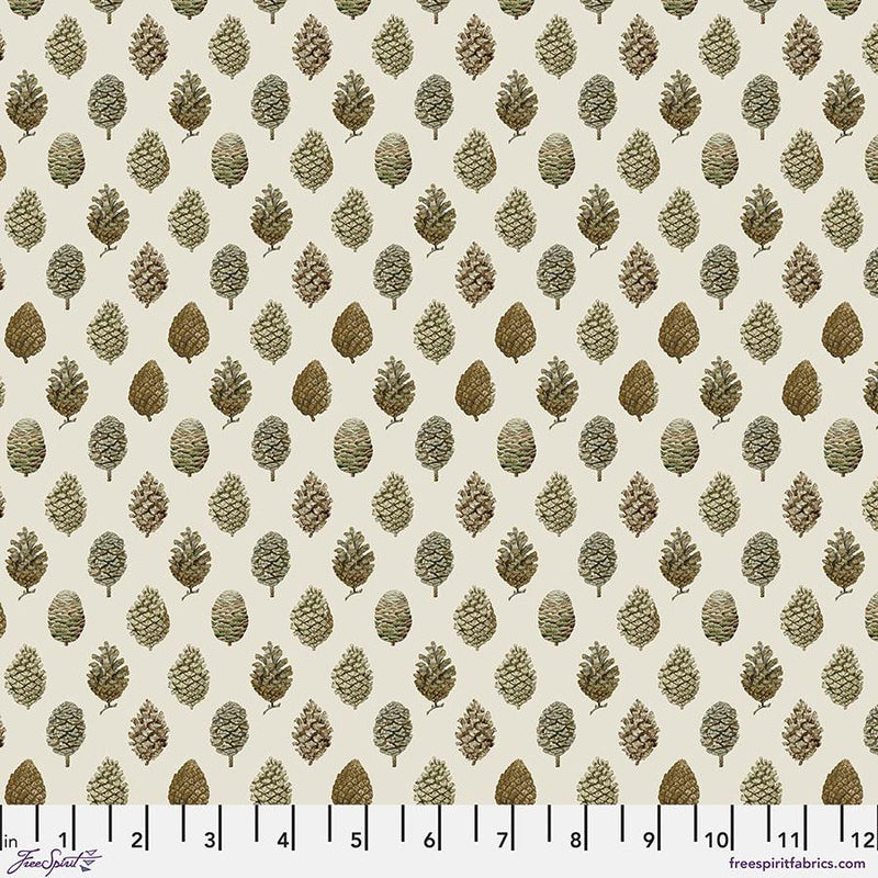 FreeSpirit Fabrics Woodland Blooms by Sanderson Pinecones PWSA040.Linen