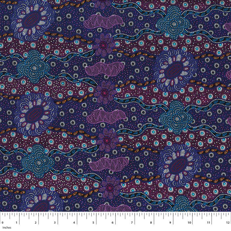 M & S Textiles Australia Lillup Dreaming Purple by Karen Bird LDRP