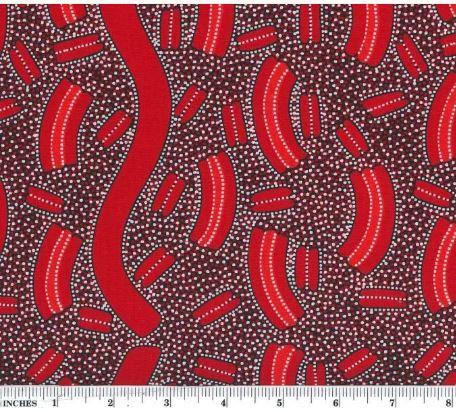 M & S Textiles Australia Mulga Seeds by Lindsay Bird MSEDR Red