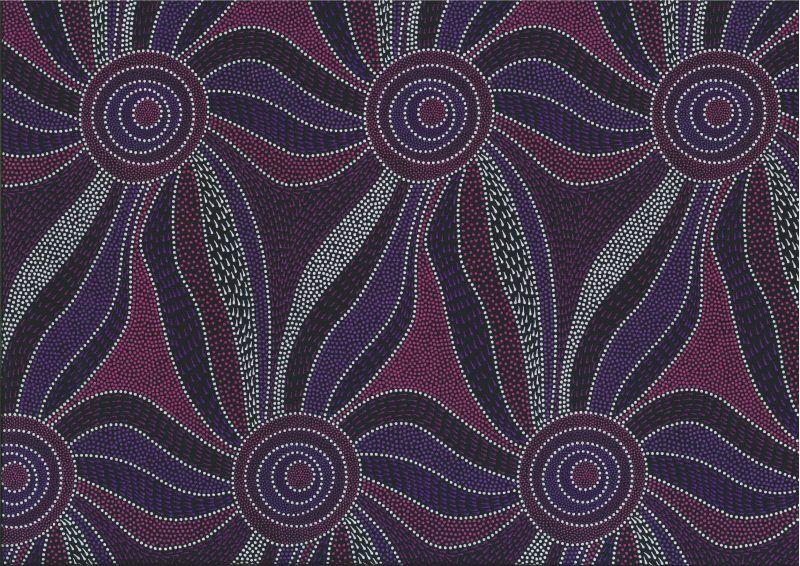 M & S Textiles Australia Ladies Dancing with Water Paints by Roseanne Morton LDPP Purple