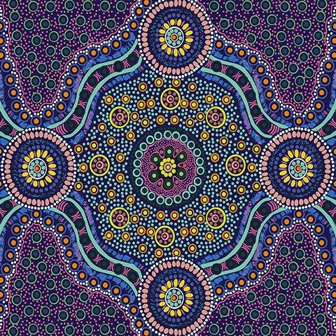 M & S Textiles Australia Wild Bush Flowers by Layla Campbell WBFP Purple