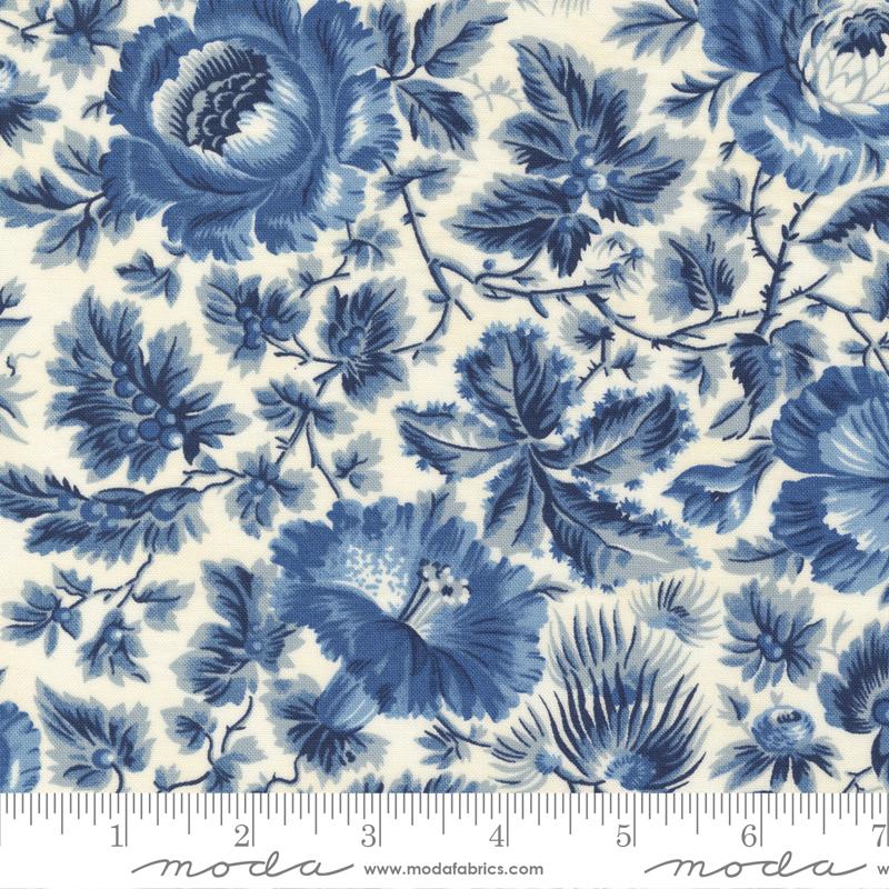 Moda Fabrics Amelias Blues by Betsy Chutchian Bluffview 31650 11 Ivory