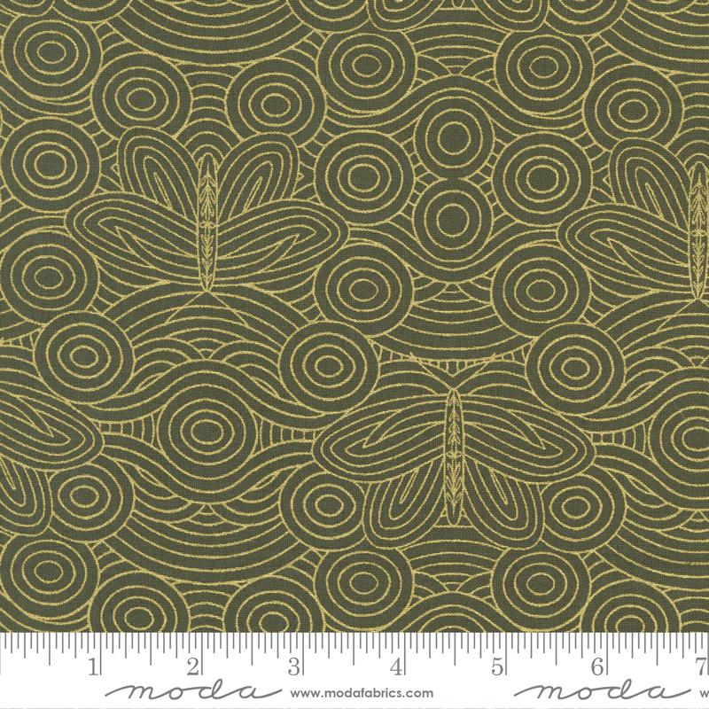 Moda Fabrics Meadowmere by Gingiber Butterfly in the Sky 48366 32M Forest Metallic