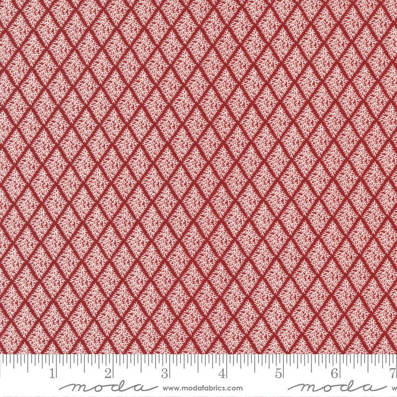 Moda Fabrics Red and White Gatherings by Primitive Gatherings Diamond Cross Checks 49196 14 Crimson