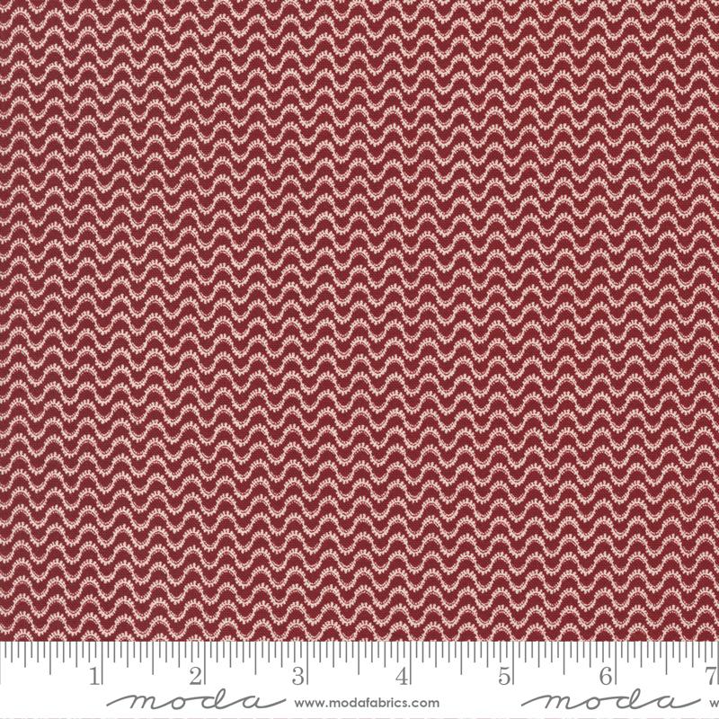 Moda Fabrics Red and White Gatherings by Primitive Gatherings Meander Stripes 49195 15 Burgundy