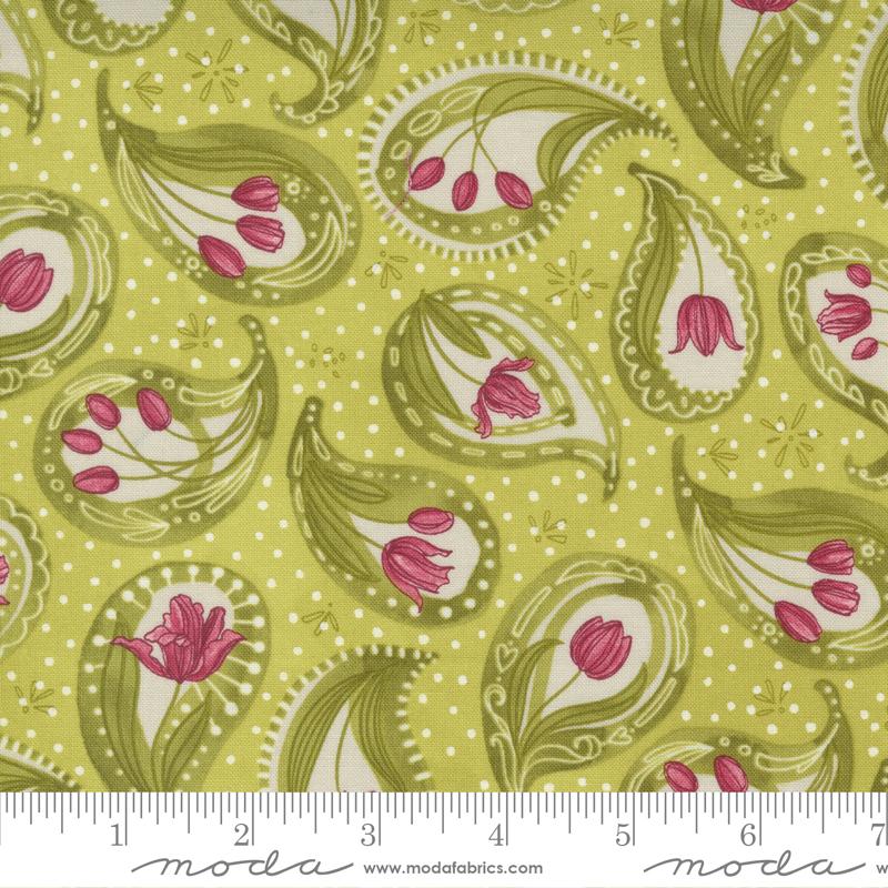 Moda Fabrics Tulip Tango by Robin Pickins Tulip Paisley 48711 15 Chartruese
