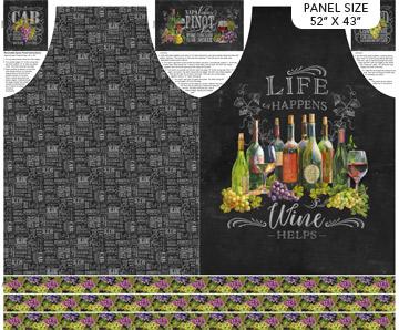 Northcott Fabrics Life Happens Wine Helps Digital Print Panel by Ellen & Clark Studio DP24559 99