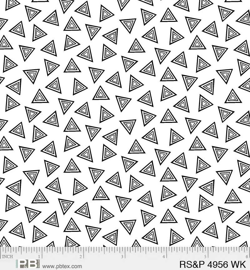 P&B Textiles Ramblings Salt & Pepper Tossed Triangles RSPE 4956 WK White
