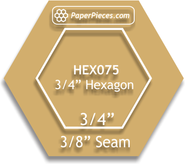 Paper Pieces 3/4" Hexagon Template HEX075-038