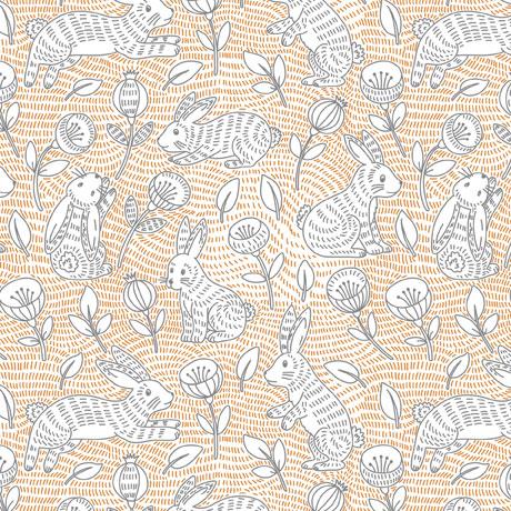 QT Fabrics Hippity Hop by Kate Ward Thacker Linear Bunnies 1649 29216 O