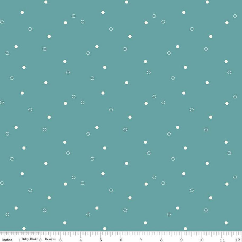 Riley Blake Designs Daisy Fields Scattered Hexies C12488 Teal