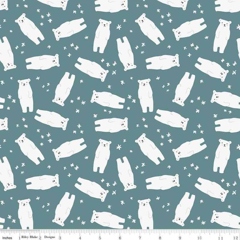 Riley Blake Designs Nice Ice Baby by Deena Rutter Polar Bear C11601 Teal