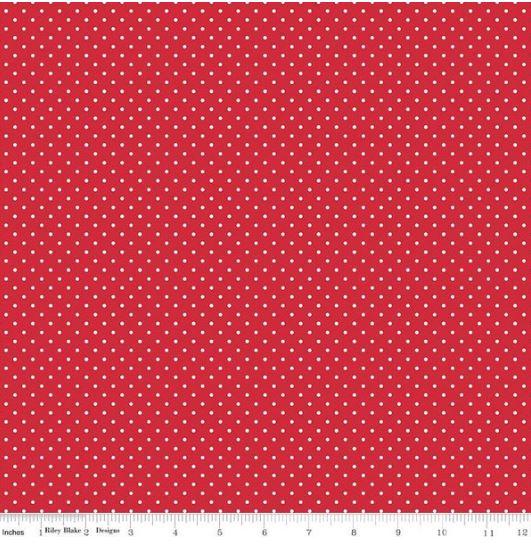 Riley Blake Designs Swiss Dot White on Red C670 80 Red