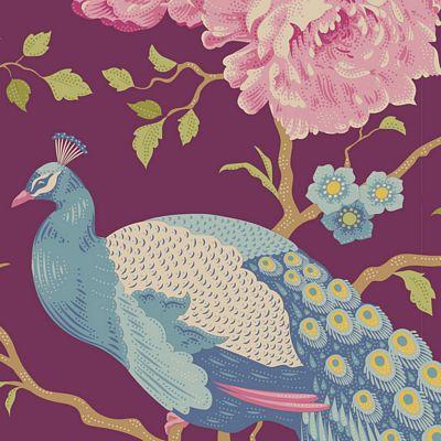 Tilda Fabrics Chic Escape by Tone Finnanger Peacock Tree TIL100457 Grape