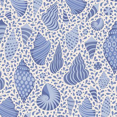 Tilda Fabrics Cotton Beach by Tone Finnanger Beach Shells Blender TIL110026 Blue