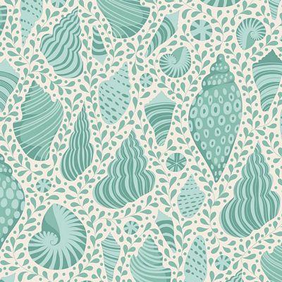 Tilda Fabrics Cotton Beach by Tone Finnanger Beach Shells Blender TIL110028 Teal