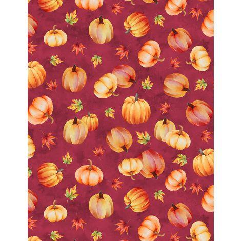 Wilmington Prints Autumn Light by Lola Molina Pumpkin Toss 3022 32106 378 Plum