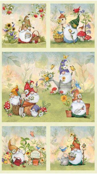 Wilmington Prints Gnome & Garden by Susan Winget Panel 3023 39772 734