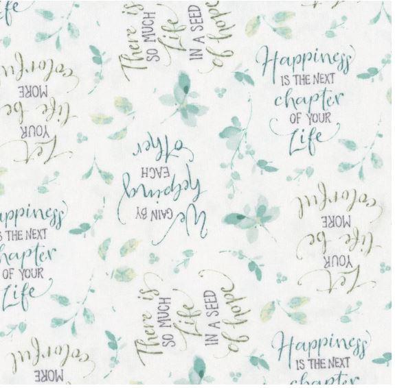 Wilmington Prints Mint Crush by Lisa Audit Word Toss 3041 17767 174 White