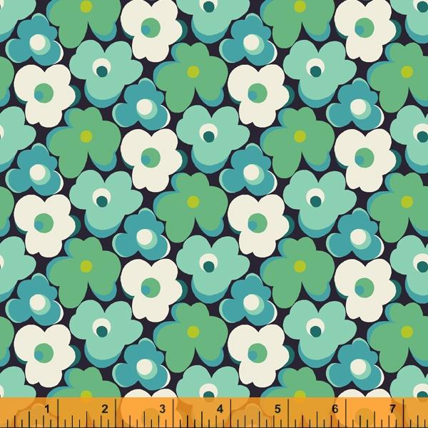 Windham Fabrics Eden by Sally Kelly Flower Bump 52810 9 Teal