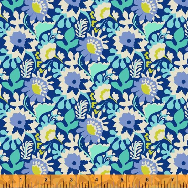 Windham Fabrics Eden by Sally Kelly Flower Trail 52811 4 Teal